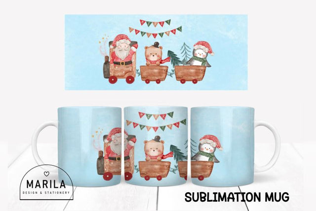 Santa Christmas Mug Wrap Sublimation Design Coffee Mug Sublimation Marilakits 