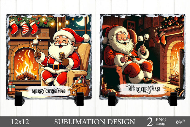 Santa Christmas Slate PNG. Cute Santa Slate PNG Sublimation Olga Terlyanskaya 