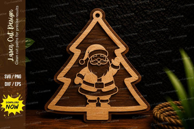 Santa Christmas Tree Ornament Laser Cut Svg Design SVG Regulrcrative 