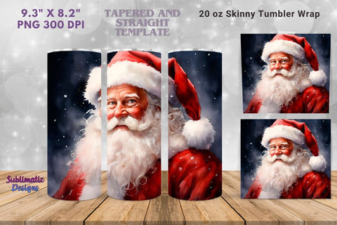 Santa Christmas Tumbler Sublimation Wrap | 20 oz Skinny Tumbler Wrap Sublimation Christmas Design Sublimation Sublimatiz Designs 
