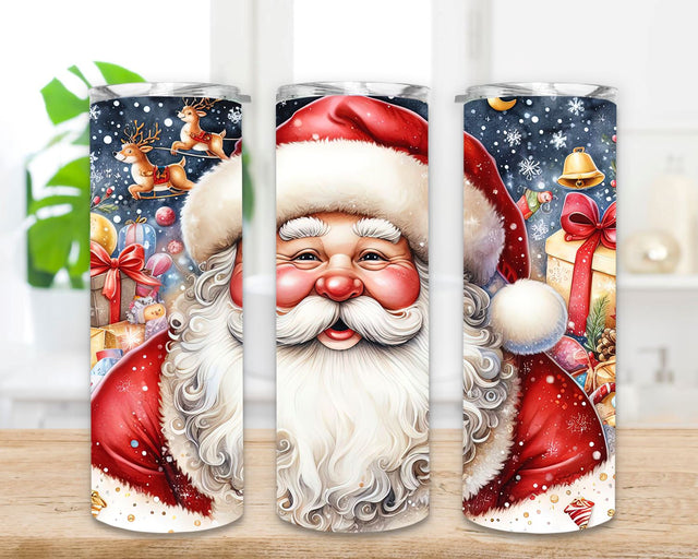 Santa Claus 20 oz Skinny Tumbler, Sublimation Design, Straight Tumbler Wrap PNG, Instant Digital Download, Christmas Design Sublimation SvggirlplusArt 