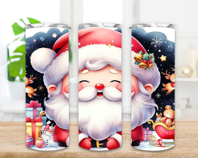 Santa Claus 20 oz Skinny Tumbler, Sublimation Design, Straight Tumbler Wrap PNG, Instant Digital Download, Christmas Design Sublimation SvggirlplusArt 