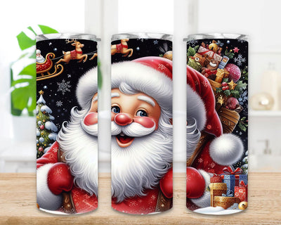 Santa Claus 20 oz Skinny Tumbler, Sublimation Design, Straight Tumbler Wrap PNG, Instant Digital Download, Christmas Design Sublimation SvggirlplusArt 