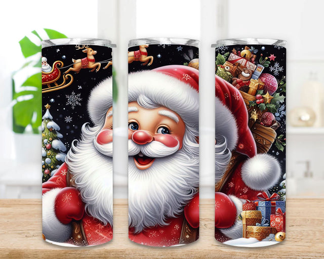 Santa Claus 20 oz Skinny Tumbler, Sublimation Design, Straight Tumbler Wrap PNG, Instant Digital Download, Christmas Design Sublimation SvggirlplusArt 