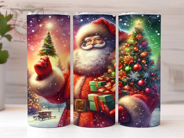 Santa Claus Christmas 20 oz Skinny Tumbler Sublimation Design, Straight & Tapered Tumbler Png, Christmas Santa Tumbler Png, Digital Download PNG Sublimation Lara' s Designs 