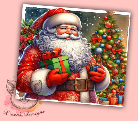 Santa Claus Christmas 20 oz Skinny Tumbler Sublimation Design, Straight & Tapered Tumbler Png, Santa Christmas Tumbler Png, Digital Download PNG Sublimation Lara' s Designs 