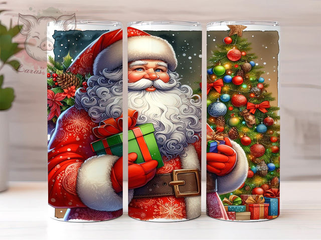 Santa Claus Christmas 20 oz Skinny Tumbler Sublimation Design, Straight & Tapered Tumbler Png, Santa Christmas Tumbler Png, Digital Download PNG Sublimation Lara' s Designs 