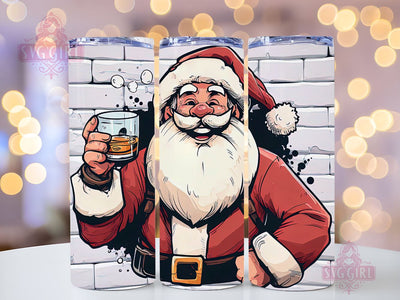Santa Claus Christmas 20 oz Skinny Tumbler Sublimation Design, Straight Tumbler Wrap, Instant Digital Download PNG Sublimation SvggirlplusArt 