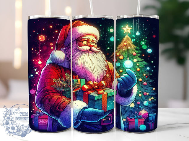 Santa Claus Christmas 20oz Skinny Tumbler PNG, Christmas Santa Tumbler Sublimation Wrap, Straight & Tapered Tumbler Wrap, Instant Digital Download Sublimation ToriDesigns 