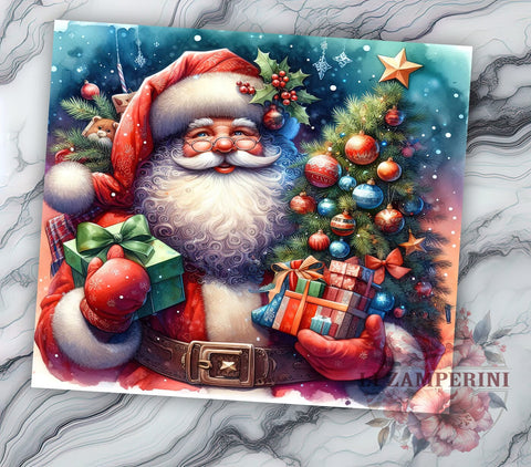 Santa Claus Christmas 20oz Tumbler Wrap PNG, Christmas Santa Tumbler PNG Sublimation Design, Straight & Tapered Tumbler Wrap, Instant Digital Download Sublimation Li Zamperini 