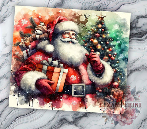 Santa Claus Christmas 20oz Tumbler Wrap PNG, Santa Christmas Tumbler PNG Sublimation Design, Straight & Tapered Tumbler Wrap, Instant Digital Download Sublimation Li Zamperini 