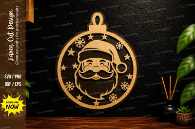 Santa Claus Christmas Ornament Laser Cut SVG Design SVG Regulrcrative 