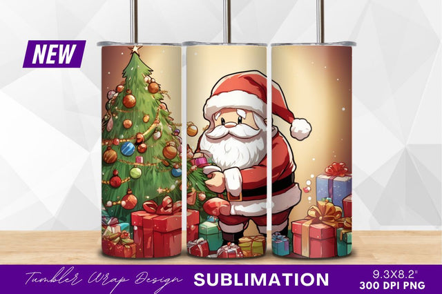 Santa claus decorating christmas tree with gifts Sublimation Regulrcrative 