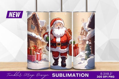 Santa claus delivers gifts snowy street scene Sublimation Regulrcrative 