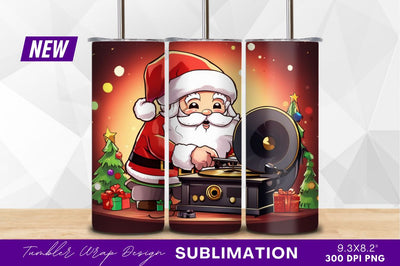 Santa claus dj christmas record player scene Sublimation Regulrcrative 