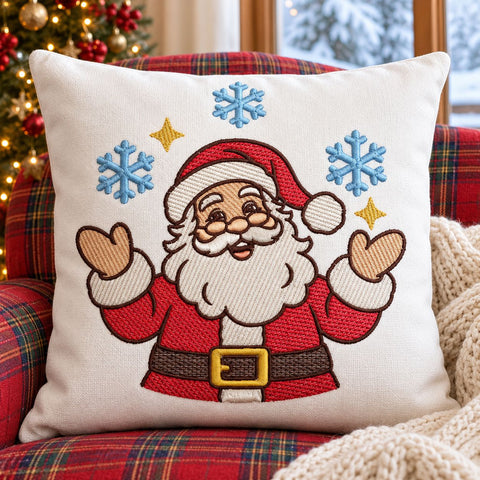 Santa Claus Embroidery Design | Cute Christmas Santa with Snowflakes | Holiday Machine Embroidery | 5 Sizes | PES DST JEF VP3 Embroidery/Applique DESIGNS HappyDesignStudio 