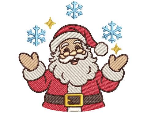 Santa Claus Embroidery Design | Cute Christmas Santa with Snowflakes | Holiday Machine Embroidery | 5 Sizes | PES DST JEF VP3 Embroidery/Applique DESIGNS HappyDesignStudio 