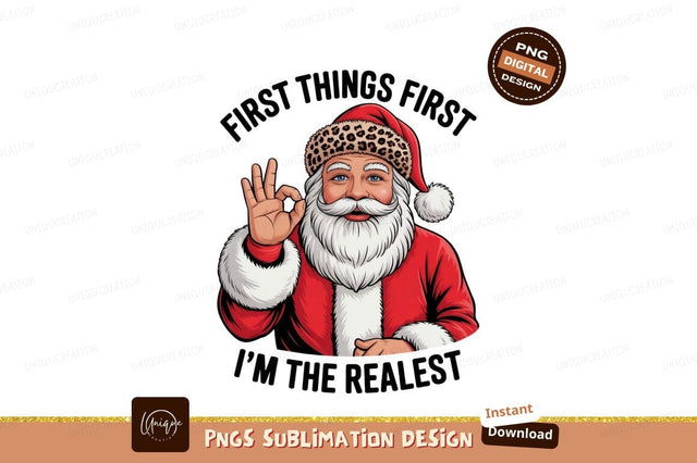 Santa Claus giving okay gesture with leopard print hat Sublimation Designangry 