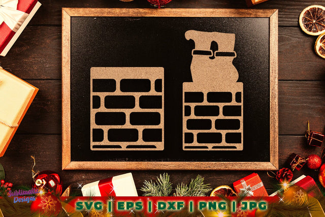 Santa Claus Goes Down A Chimney SVG | Christmas Cut File | Ornaments SVG Files SVG Sublimatiz Designs 
