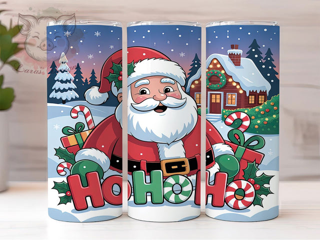 Santa Claus Ho Ho Ho Christmas Tumbler, Christmas Sublimation Design, Festive Holiday Cup Art, 20oz Xmas Tumbler, Whimsical Santa Mug, Stylish Christmas Cup, Cozy Holiday Wrap Sublimation Lara' s Designs 