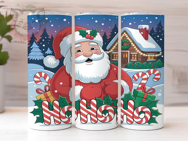 Santa Claus Ho Ho Ho Christmas Tumbler, Christmas Sublimation Design, Festive Holiday Cup Art, 20oz Xmas Tumbler, Whimsical Santa Mug, Stylish Christmas Cup, Cozy Holiday Wrap Sublimation Lara' s Designs 