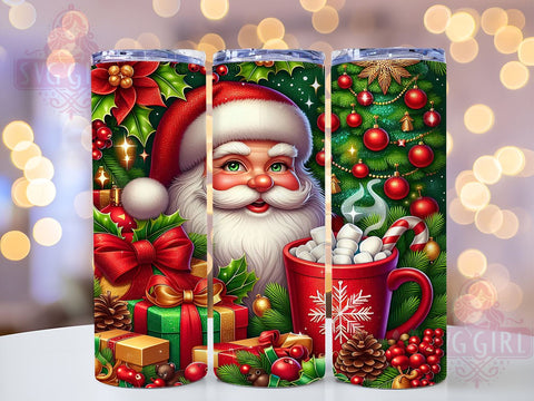 Santa Claus, Hot Cocoa, Christmas Tree, Tumbler Wrap, 20oz Tumbler, Sublimation Design, Holiday Gift Sublimation SvggirlplusArt 