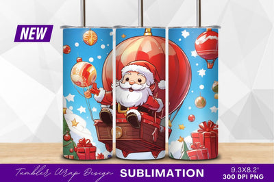 Santa claus in hot air balloon christmas Sublimation Regulrcrative 