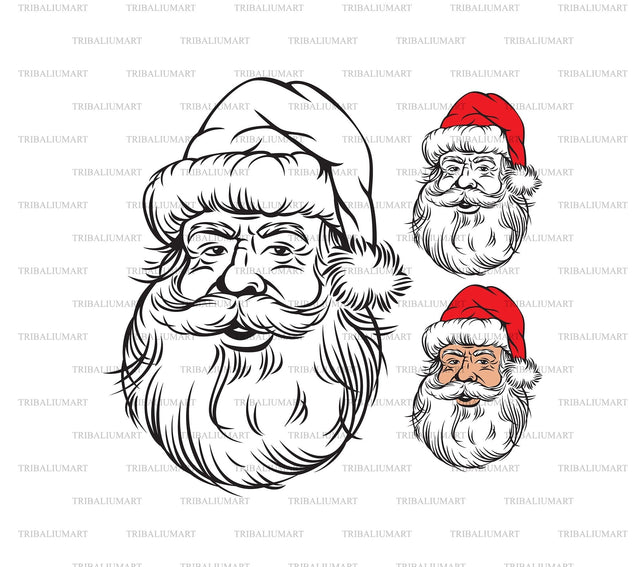 Santa Claus. Merry Christmas or New Year Design. SVG TribaliumArtSF 