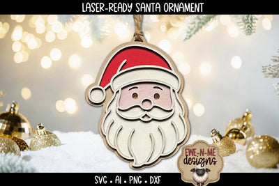Santa Claus Ornament Laser Ready SVG | Laser Ready SVG SVG Ewe-N-Me Designs 