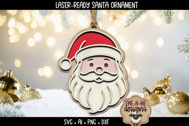 Santa Claus Ornament Laser Ready SVG | Laser Ready SVG SVG Ewe-N-Me Designs 