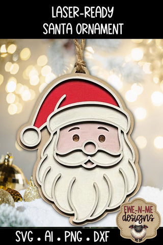 Santa Claus Ornament Laser Ready SVG | Laser Ready SVG SVG Ewe-N-Me Designs 