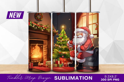 Santa claus relaxing by fireplace christmas eve Sublimation Regulrcrative 