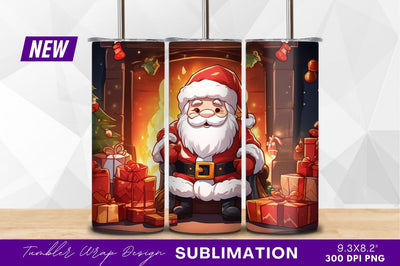 Santa claus relaxing by fireplace with gifts Sublimation Regulrcrative 