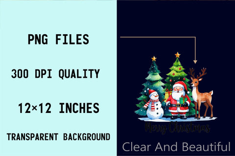 Santa Claus snowman and reindeer Sublimation SVGArt 