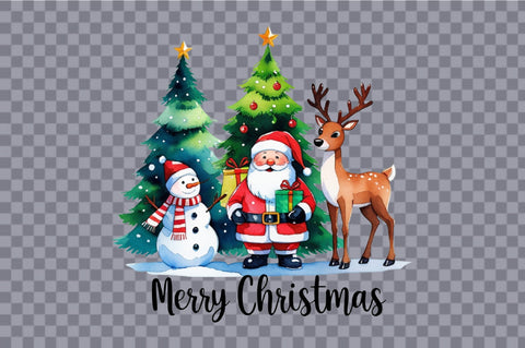 Santa Claus snowman and reindeer Sublimation SVGArt 