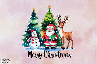 Santa Claus snowman and reindeer Sublimation SVGArt 