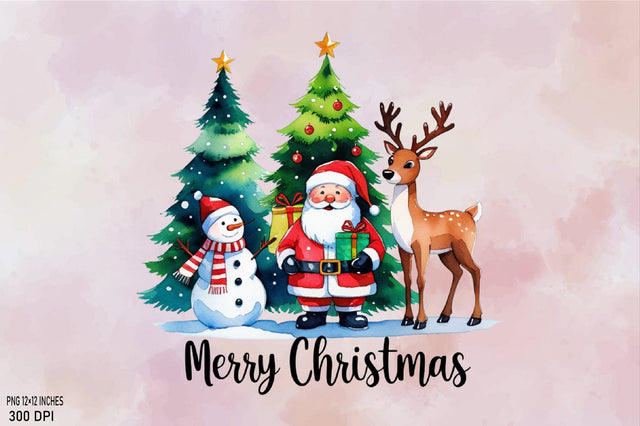 Santa Claus snowman and reindeer Sublimation SVGArt 