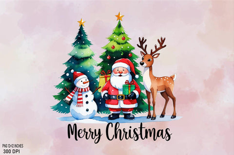 Santa Claus snowman and reindeer Sublimation SVGArt 