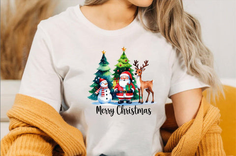 Santa Claus snowman and reindeer Sublimation SVGArt 