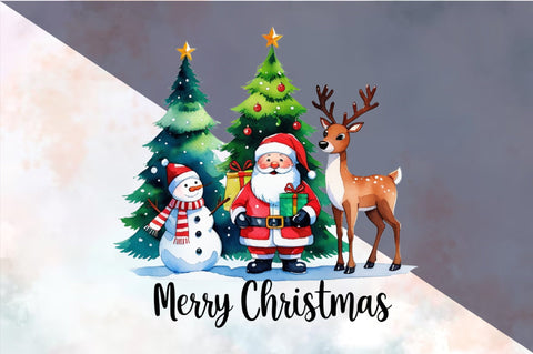 Santa Claus snowman and reindeer Sublimation SVGArt 