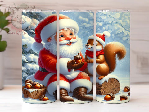Santa Claus Squirrel Tumbler, Christmas Squirrel Design, 20oz Tumbler Wrap, Holiday Drinkware, Cute Christmas Tumbler, Sublimation PNG, Festive Squirrel Art Sublimation Lara' s Designs 