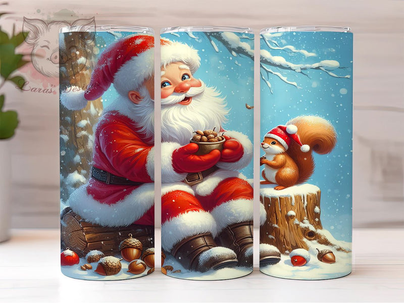 Santa Claus Squirrel Tumbler, Christmas Squirrel Design, 20oz Tumbler Wrap, Holiday Drinkware, Cute Christmas Tumbler, Sublimation PNG, Festive Squirrel Art Sublimation Lara' s Designs 