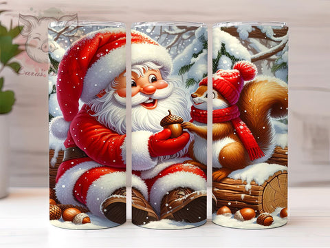 Santa Claus Squirrel Tumbler, Christmas Squirrel Design, 20oz Tumbler Wrap, Holiday Drinkware, Cute Christmas Tumbler, Sublimation PNG, Festive Squirrel Art Sublimation Lara' s Designs 