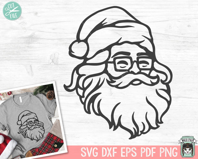 Santa Claus SVG file, Santa Face svg, Santa Claus png file, Merry Christmas svg cut file, Christmas Santa Shirt svg file SVG Wild Pilot 