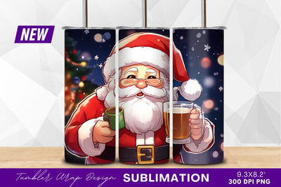 Santa claus toasting with two drinks tumbler png Sublimation Regulrcrative 