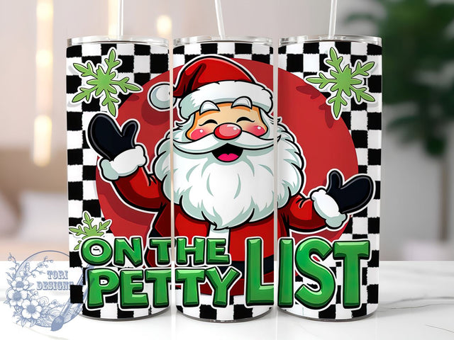 Santa Claus Tumbler, 3D Christmas Wrap, Petty List Design, 20oz Sublimation Tumbler, Holiday Drinkware, Festive Santa Mug, Christmas Cup Wrap Sublimation ToriDesigns 