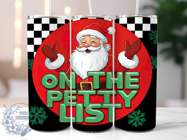 Santa Claus Tumbler, 3D Christmas Wrap, Petty List Design, 20oz Sublimation Tumbler, Holiday Drinkware, Festive Santa Mug, Christmas Cup Wrap Sublimation ToriDesigns 