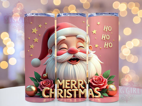 Santa Claus Tumbler, Ho Ho Ho Design, Merry Christmas Tumbler, 20oz Sublimation, Holiday Drinkware, Christmas Gift Idea, Festive Santa Wrap Sublimation SvggirlplusArt 