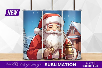 Santa claus winter scene with tumbler png Sublimation Regulrcrative 