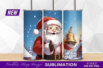 Santa claus with bell tumbler png image Sublimation Regulrcrative 